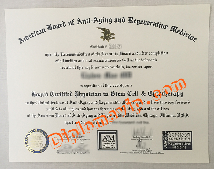 American Board of Anti Aging and Regenerative Medicine fake certificate