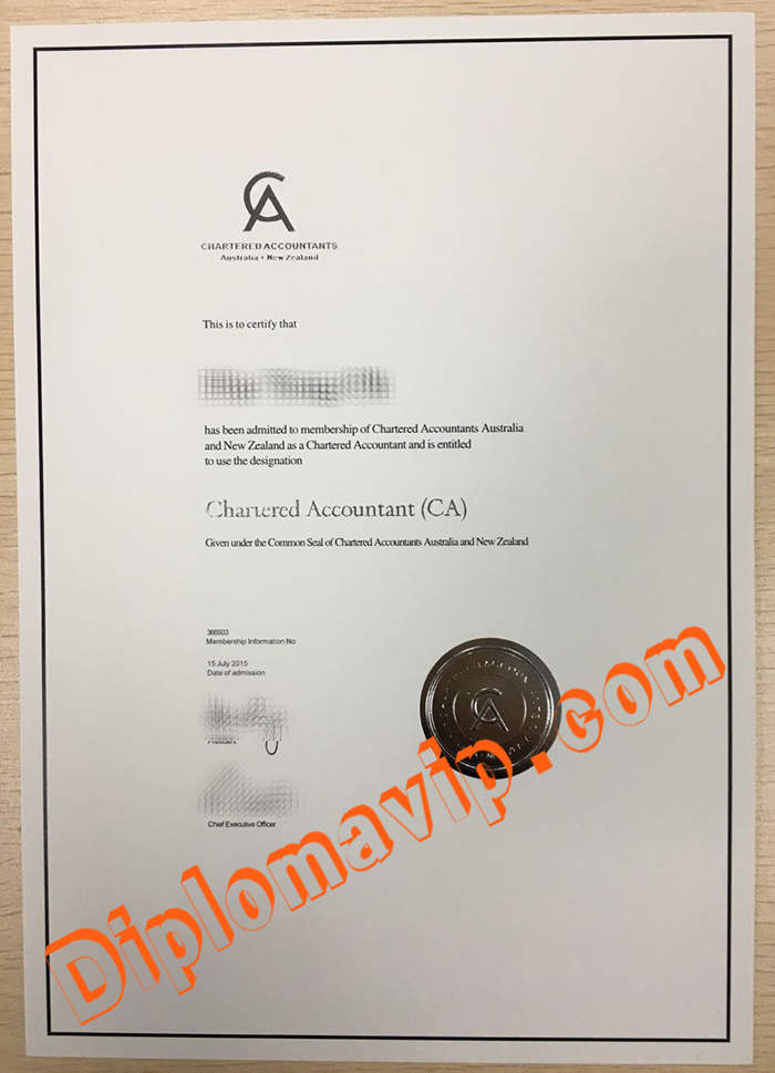 Chartered Accountants Australia and New Zealand Certificate, Fake Chartered Accountants Australia and New Zealand Certificate