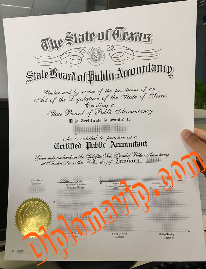 State of Texas CPA fake Certificate, buy State of Texas CPA fake Certificate
