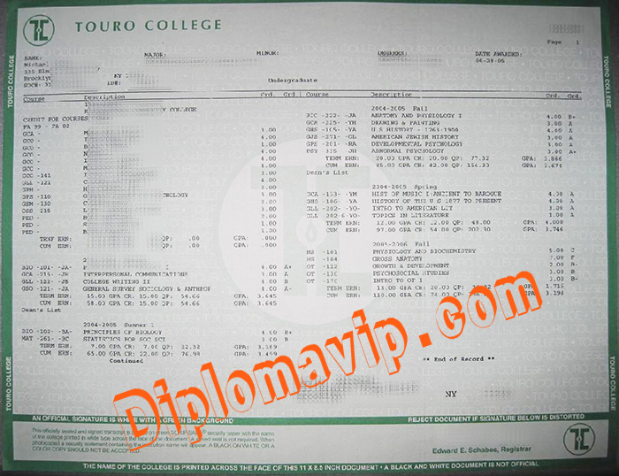 Touro College fake Transcript, buy Touro College fake Transcript