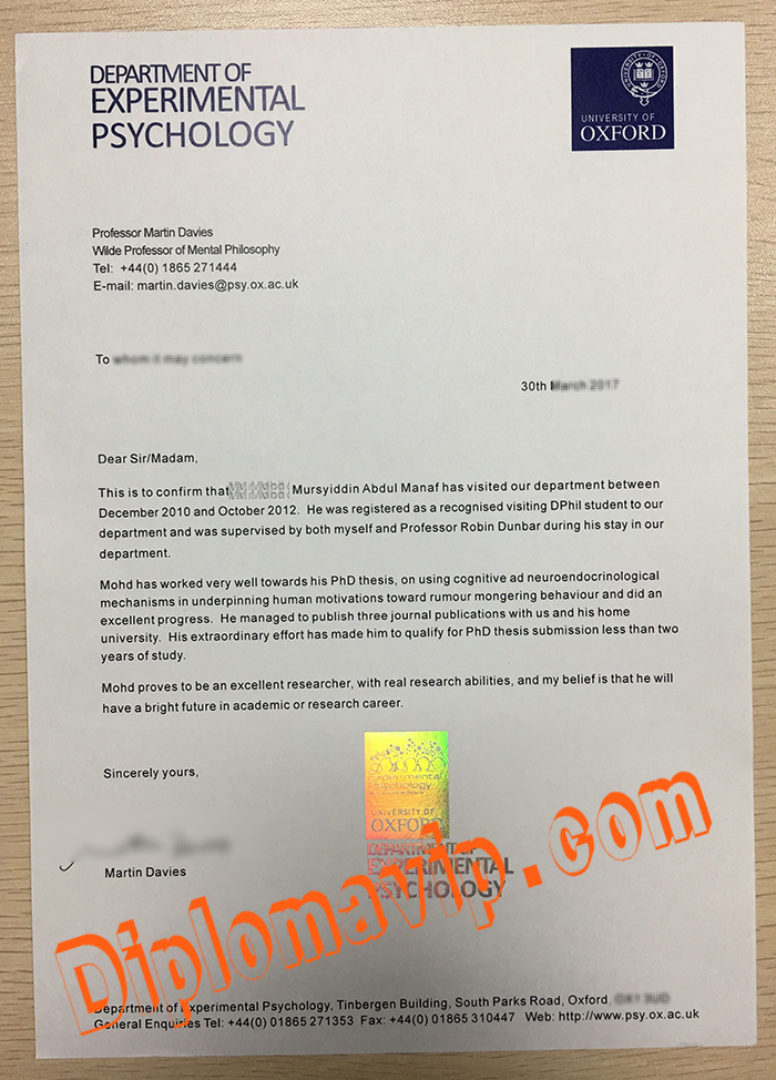 University of Oxford fake Graduation Letter, buy University of Oxford fake Graduation Letter
