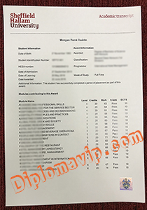 Sheffieid Hallam University transcript, fake Sheffieid Hallam University transcript