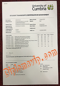 University of Cumbria transcript, fake University of Cumbria transcript